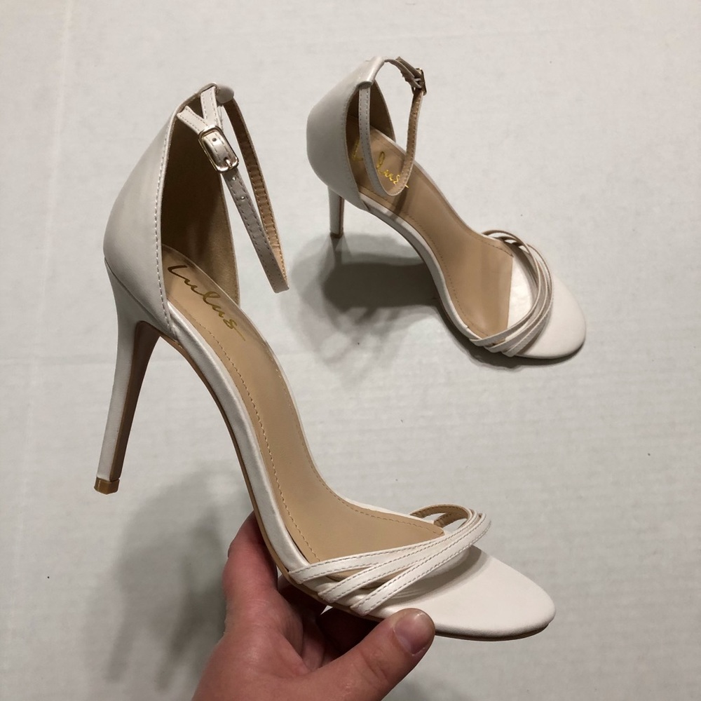 Lulu’s White Strappy Heels